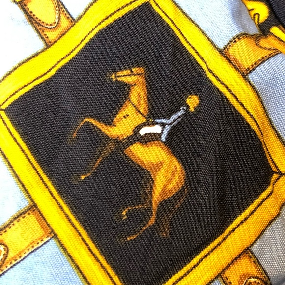 Vintage 1990 Liz Claiborne Jacket Small Horses Blue Hood Gold Petite Equestrian - Picture 6 of 8